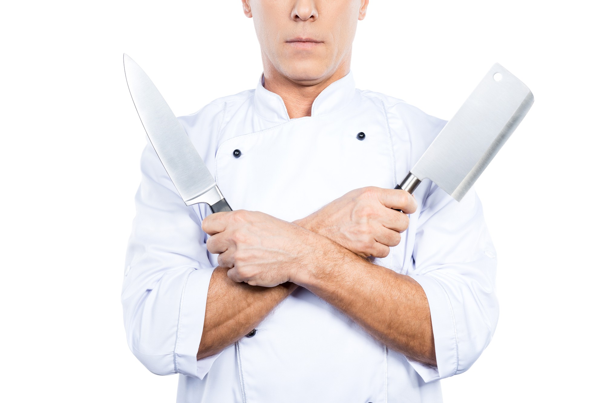 Chef instructor demonstrating a knife technique